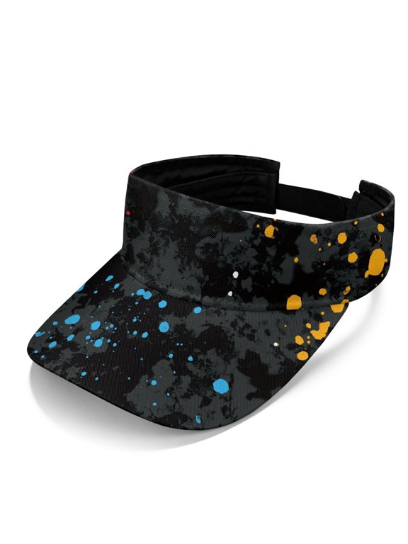 Comfortable Fit Sun Visor Hat for Golf Walking, Polyester Fabric Adjustable Sports Visor Hat, Splash Pattern
