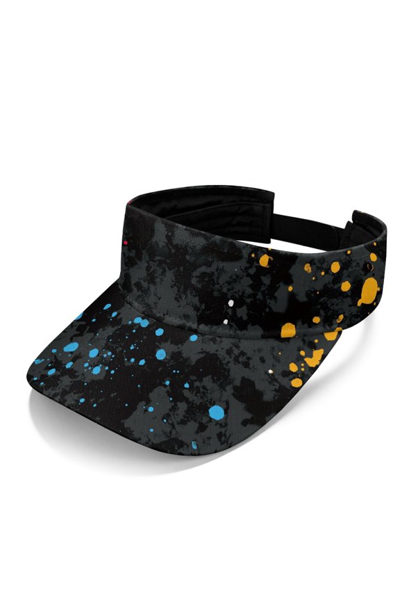 Comfortable Fit Sun Visor Hat for Golf Walking, Polyester Fabric Adjustable Sports Visor Hat, Splash Pattern