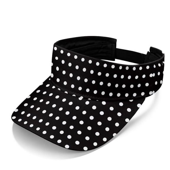 HELLHERO Comfortable Sun Visor Hat for Golf Running, Polyester Fabric Empty Top Design Visor Cap, White Polka