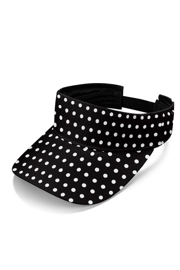 Comfortable Sun Visor Hat for Golf Running, Polyester Fabric Empty Top Design Visor Cap, White Polka