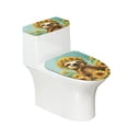 thumbnail image 1 of HELLHERO Comfortable and Practical Polyester Fabric Toilet Top Cover Set Elastic Edge Stylish Gifts Bathroom Toilet Lid Cover Set Soft for Bathroom, 1 of 8