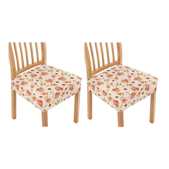 HELLHERO Cookies Cake Print Dining Room Chair Covers Set of 2, Comfy Kitchen Chair Covers Protector, Elastic Chairs Seat Slipcovers for Kitchen