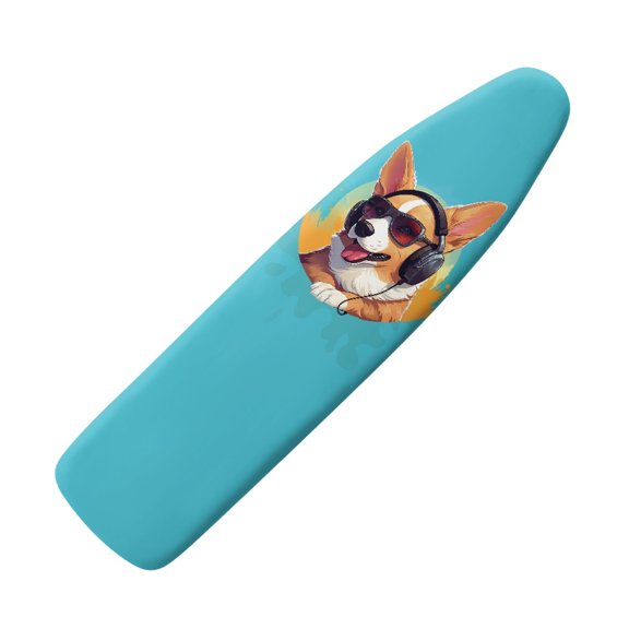 HELLHERO Corgi Headphones Sun Ironing Board Covers Elastic Edge Anti-Slip Polyester Fiber Fabric(No Padding)