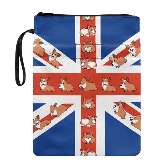 HELLHERO Corgi Union Design 1 pc Bible Case Bag with Zipper Reusable Storage & Portability with Book Protection for Readers Protector Wrap Bag