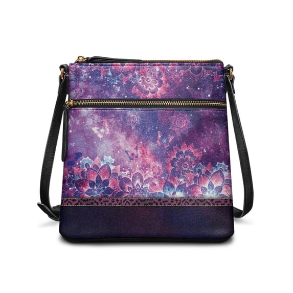 HELLHERO Cosmic Mandala Bloom Fashion Shoulder Bag for Daily Shopping, Delicate UV Lines Lightweight Women's Crossbody Shoulder Bag Durable Satchel Bag