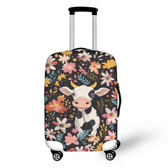 HELLHERO Cow Flowers Cute Long Lasting Luggage Cover for Adults, All Size Soft Anti Dust Travel Baggage Cover