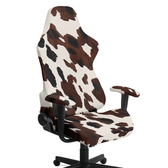 HELLHERO Cow Pattern 4 Pcs Gaming Chair Covers with Arms for Gamer, Spandex Computer Chairs Seat Slipcovers Stretch Easy Install Armrest Cover for Gamer Room