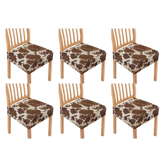 HELLHERO Cow Print Chair Seat Covers for Dining Room, Elasticity Kitchen Chair Cushion Slipcover Set of 6, Dining Room Chairs Seat Cover