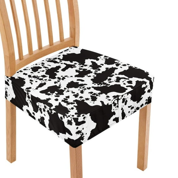 HELLHERO Cow Print Dining Chair Covers, Seat Covers for Dining Room with Elastic Band, Anti-dust Kitchen Chair Seat Slipcovers