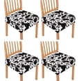 thumbnail image 1 of HELLHERO Cow Print Dining Chair Covers Set of 4, Seat Covers for Dining Room with Elastic Band, Anti-dust Kitchen Chair Seat Slipcovers, 1 of 7