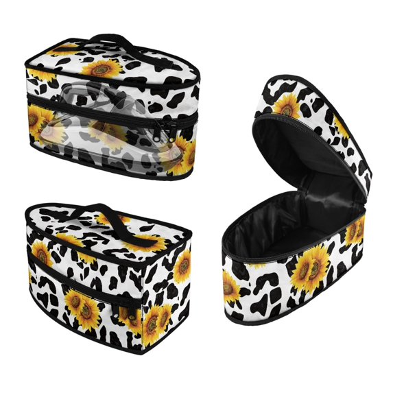 HELLHERO Cow Print Sunflower Pattern Travel Irons Carrying Case Travel Iron Organizer, Bag Only