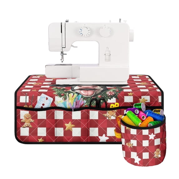 HELLHERO Cow Sewing Machine Mat Beautiful & Practical Fusion Fabric Polyester Sewing Machine Mats Easy to Carry Washable for Most Sewing Machines, Christmas