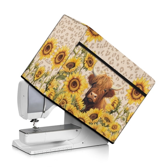 HELLHERO Cow Sunflower Sewing Machine Cover and Handle Soft Durable Gifts for Housewife