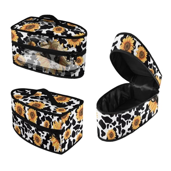 HELLHERO Cow and Sunflower Pattern Portable Steamer Travel Organizer (11.8x6.69x5.5 In) Polyester, Case Only