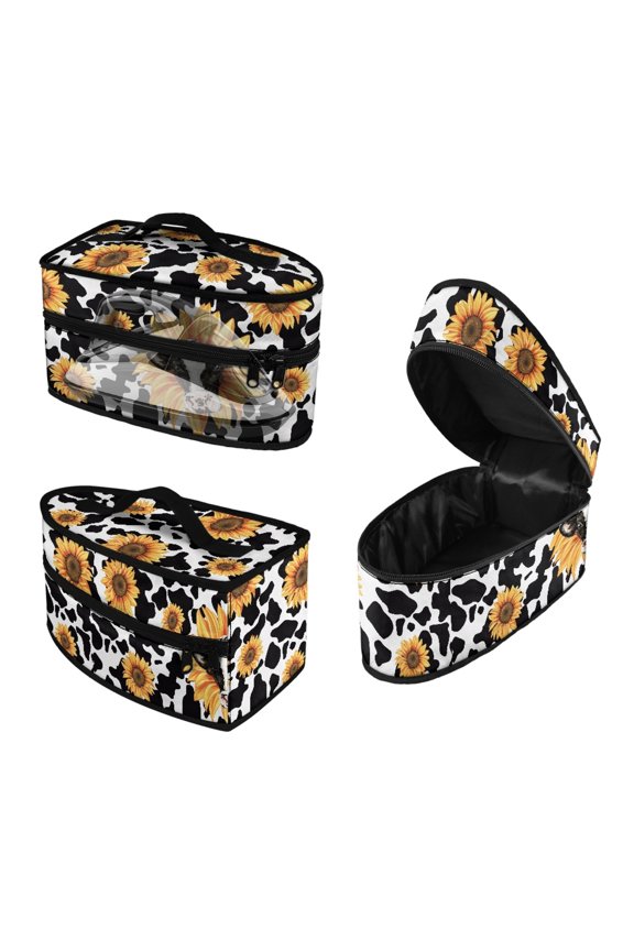Cow and Sunflower Pattern Portable Steamer Travel Organizer (11.8x6.69x5.5 In) Polyester, Case Only
