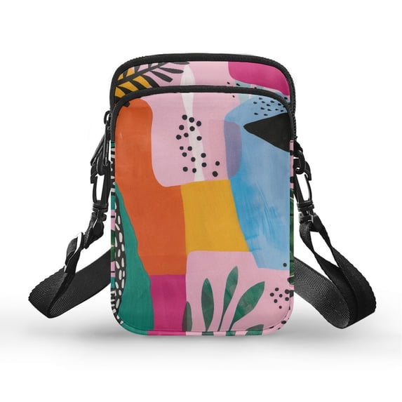 HELLHERO Cross Body Purse Colorful Geometric Patchwork Stylish Polyester Lightweight Adults 4.33x1.97x7.09 Casual Use
