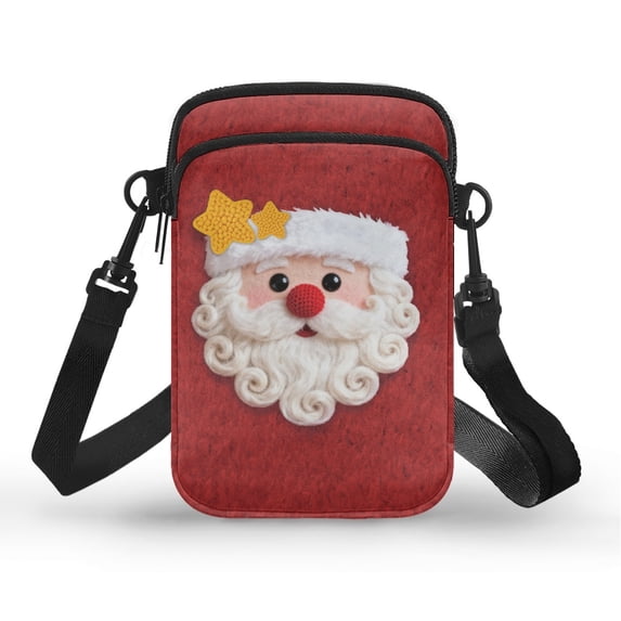 HELLHERO Cross Body Purse Santa Claus Star Pattern Design Double Deck Crossbody Sling Bags for Unisex