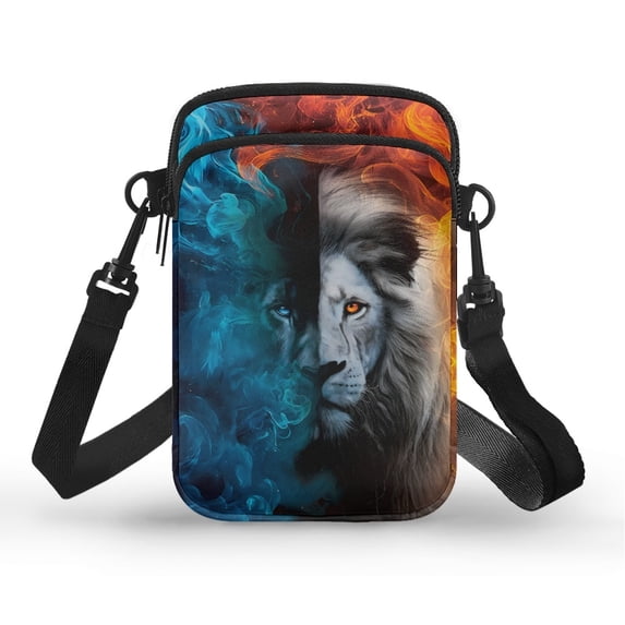 HELLHERO Cross Body Purse for Men, Women Outdoor Daily Use Two-Tone Lion Pattern Adjustable Crossbody Bag Lightweight