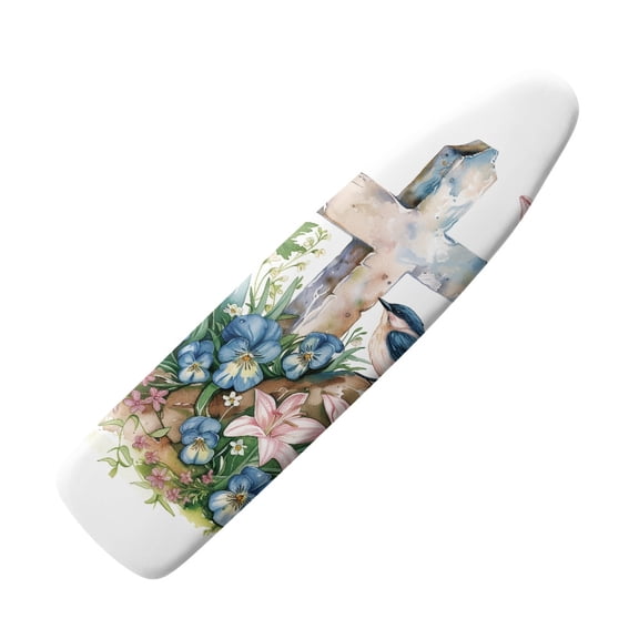 HELLHERO Cross Flowers Print Ironing Protector for Ironing Board Scorch Resistant Iron Board Cover with Cozy Nose Pocket Fits Standard 54" x 15" Inch Boards