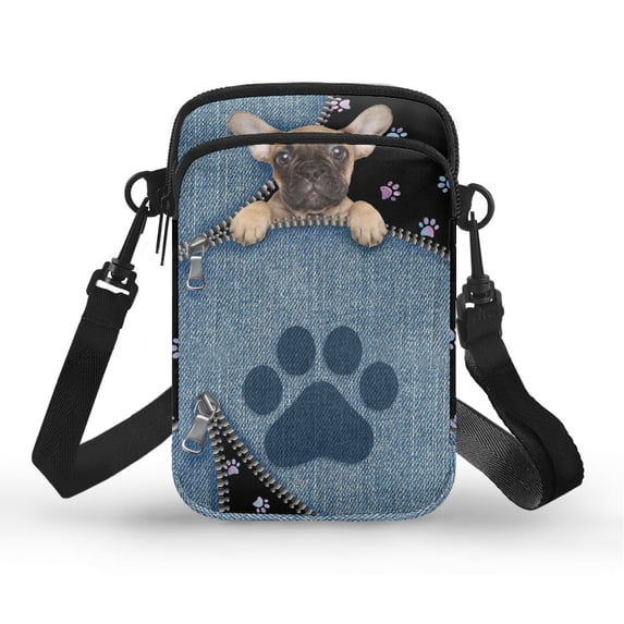 HELLHERO Crossbody Bag Polyester 2 Zippers Cowboy Puppy Pattern for Outdoor Daily Use Adults