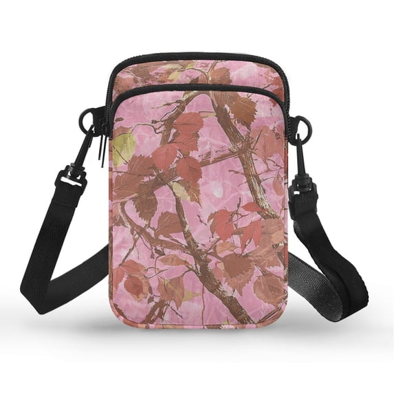 HELLHERO Crossbody Bag Trendy Polyester Lightweight Women 4.33x1.97x7.09 Casual Use, Pink Camo with Branches