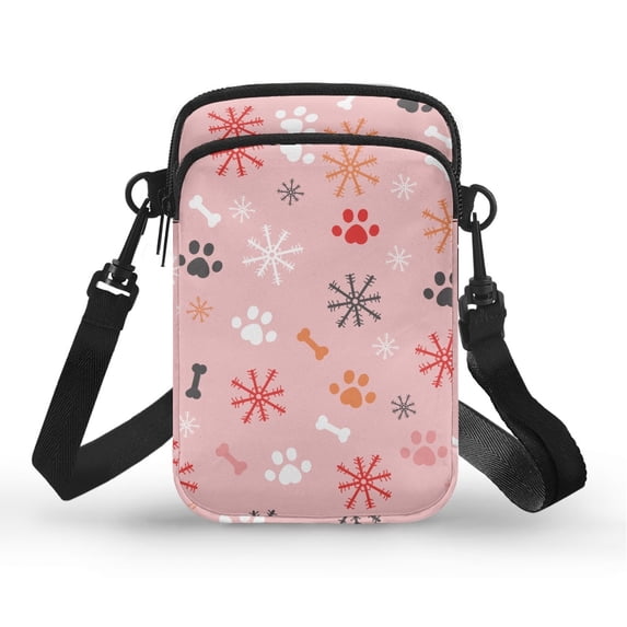 HELLHERO Crossbody Sling Bags for Men, Women Travel Paw Print Snowflakes Cross Body Purse with Zipper