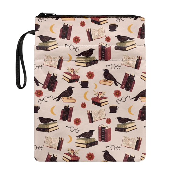 HELLHERO Crow Book Design Polyester Fabric Bible Case Bag for Men - Book Club Gifts for Hardcover Books Decorative Design, 11.4 Inch X 8.66 Inch