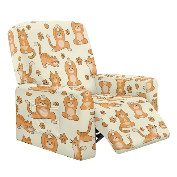 HELLHERO Cute Cat Print Recliner Seat Covers for Reclining Chair Animal Paw Print Recliner Slip Covers for Lazyboy Recliners Dust-proof Washable Reclining Furniture Protectors