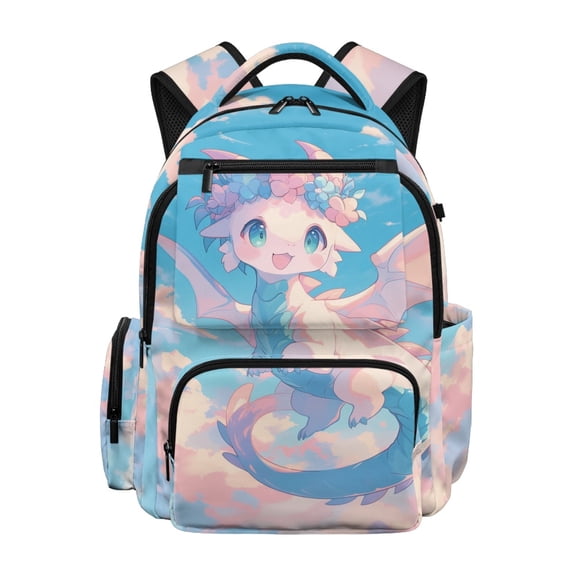 HELLHERO Cute Dragon Cloud Print multi-tasche Bookbag for Daily School Primary School, Waterproof Multi-Pocket 600D Polyester School Bag
