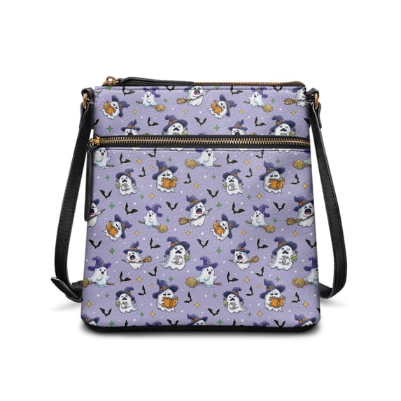 HELLHERO Cute Ghosts Pattern Large Capacity Handbag for Short Trips Dating, Water-Resistant Adjustable Strap Sling Bag Durable Crossbody Purse
