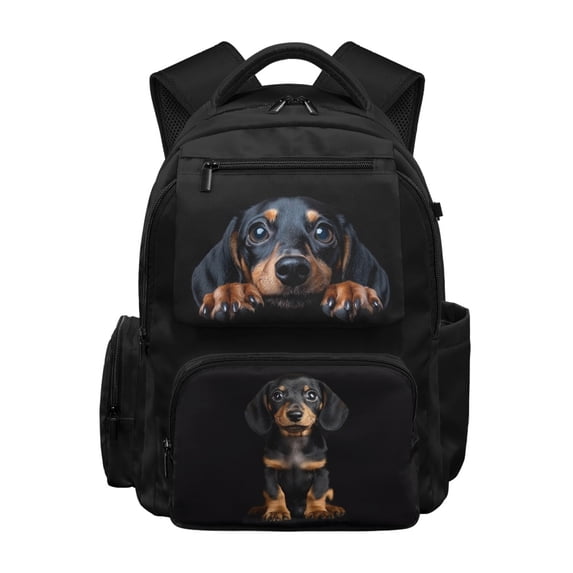 HELLHERO Dachshund Pattern Laptop Backpack with Durable, Breathable Lightweight 17 Inch School Bookbag for Travel Daily Use