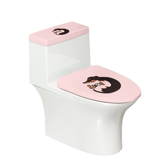 HELLHERO Dachshund Pattern Toilet Lid Seat Cover Set Universal Toilet Seat Lid Cover Set & 2 Pack Stretch Elastic Bottom