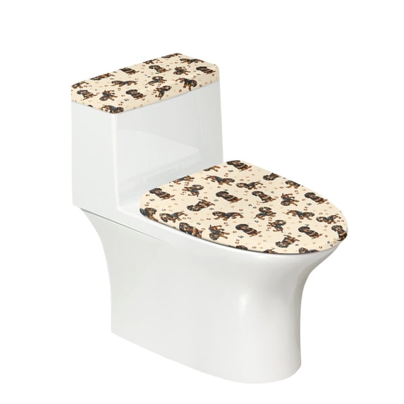 HELLHERO Dachshund Paw Prints Toilet Seat Protector & Stretch Toilet Lid Cover for Hotel, Polyester, Easy to Clean