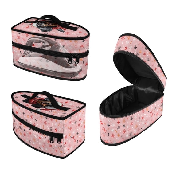 HELLHERO Dachshund Snowflake Pattern Dustproof Travel Home Iron Organizer (11.8x6.69x5.5 In) with Handle Easy Storage Cleaning, Bag Only