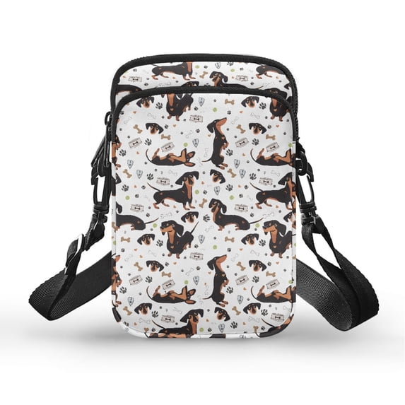 HELLHERO Dachshunds Bones Prints with Zipper Closed Polyester Crossbody Sling Bag Adults 4.33x1.97x7.09