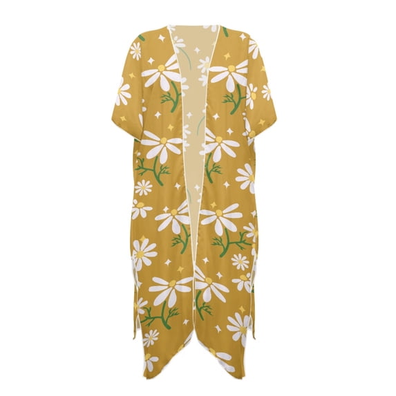 HELLHERO Daisies Bathing Suit Cover Up High Quality Fabrics Breathable Free Size Long Kimono Swimsuit Cover Up for Women