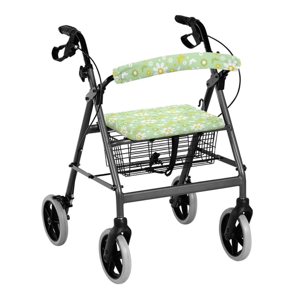 HELLHERO Daisies Butterflies Seat & Back Cover Rollator Walker Cover Anti-Slip Cover Non-Slip Cover Cover Only for Elderly Adults