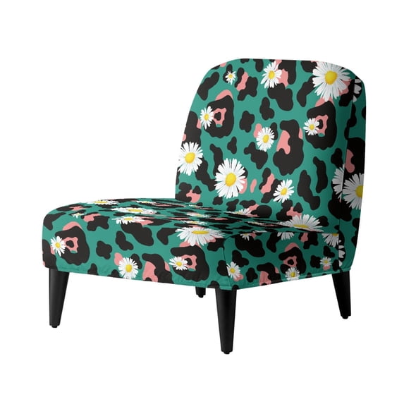 HELLHERO Daisies Slipper Chair Soft Cover, Foldable Easy Installation Armless Accent Chair Protector for Dining Room Home