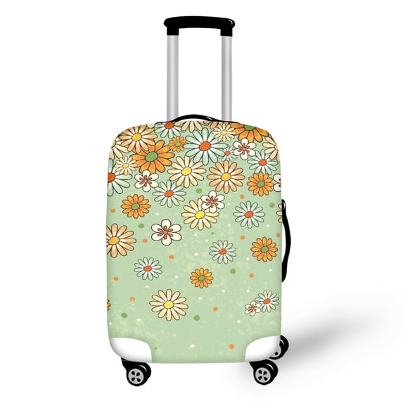 HELLHERO Daisy Design Luggage Protective Case for Family, Polyester Spandex Soft Anti-scratch Suitcase Cover All Size