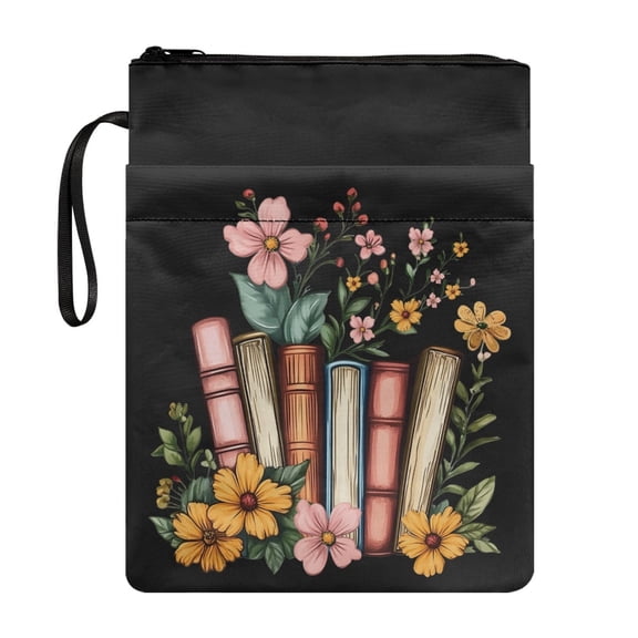 HELLHERO Daisy Green Leaves Book Cover Sleeve with Handle Waterproof Polyester Christian Bag for Teachers Stationery, Accessories 11.4 Inch X 8.66 Inch