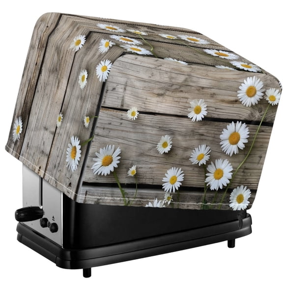 HELLHERO Daisy Old Wooden Print Toaster Cover 2 Slice, Anti Scratches Bread Machine Cover with Adjustable Drawstring, Keep Toaster Free from Dust and Fingerprint
