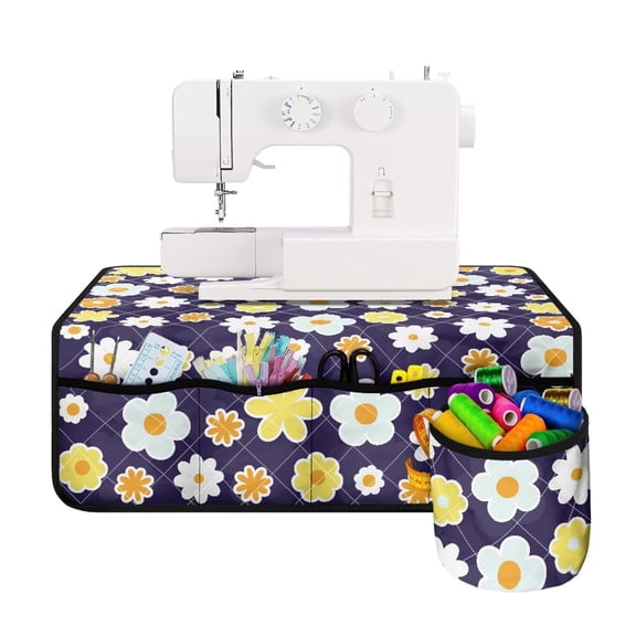 HELLHERO Daisy Pattern Sewing Machine Table Mats Ideal For Sewing Classes & Home Use Easy to Carry Waterproof, Durable Mat 25.2in×24.4 Inch for Family Mom Wife