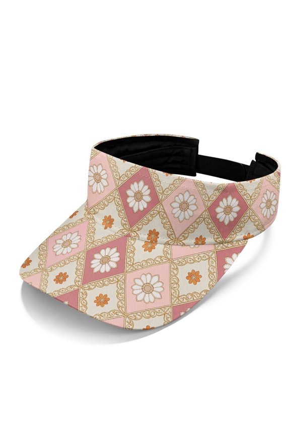 Daisy Pattern Visor Cap for Unisex, Polyester Fabric UV Protection Breathable Visor Hat for Running Outdoor Rides Golf