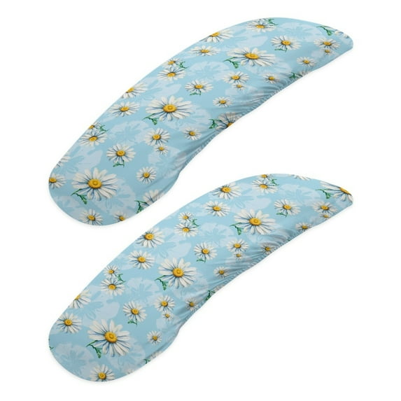 HELLHERO Daisy Print Office Chair Armrest Cover 2 Pcs, Skin Friendly Desk Chair Armrest Slipcovers, Washable Office Chairs Arm Rest Slipcovers Dustproof
