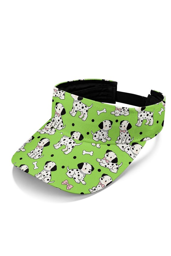 Dalmatian Puppies Pattern Adjustable Strap Sports Visor Hat, Polyester Fabric Breathable Empty Top Sun Visor Cap Empty Crown Design Open Top Visors for Men