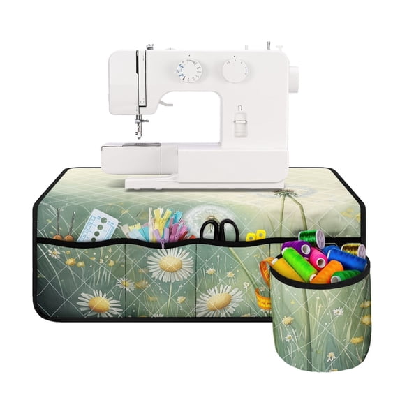 HELLHERO Dandelion Daisy Sewing Machine Mat Fabric Polyester Lightweight Travelling and Sewing Classes Storage Bag Washable for Mom Wife Present