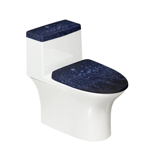 HELLHERO Dark Blue Starry Sky Toilet Lid Dust Cover 17x21 Inches, 2 Piece Polyester Toilet Tank Cover for Bathroom Home Decor