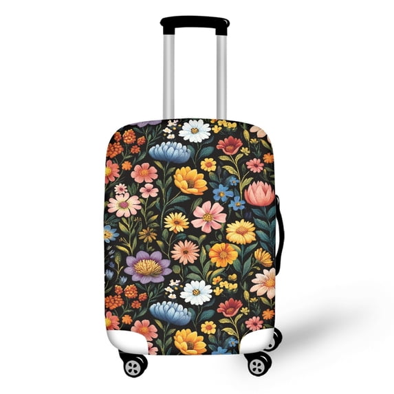 HELLHERO Dark Flower Suitcase Sleeve Easy Wash Durable Polyester Suitcase Cover for Travel Outdoor
