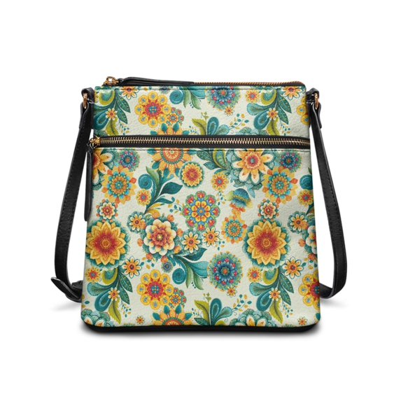 HELLHERO Datura Floral Satchel Bag, Waterproof Shoulder Bag PU Leather Large Capacity Crossbody Bag for Travel Daily Commute