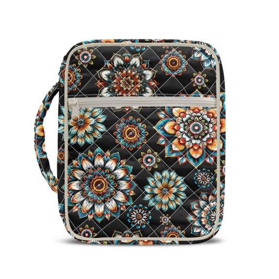HELLHERO Datura Pattern Bible Supplies Organizer Bag, Lightweight Durable Handle Bible Cover Case Polyester Fabric Scripture Organizers for Daily Life Church Study